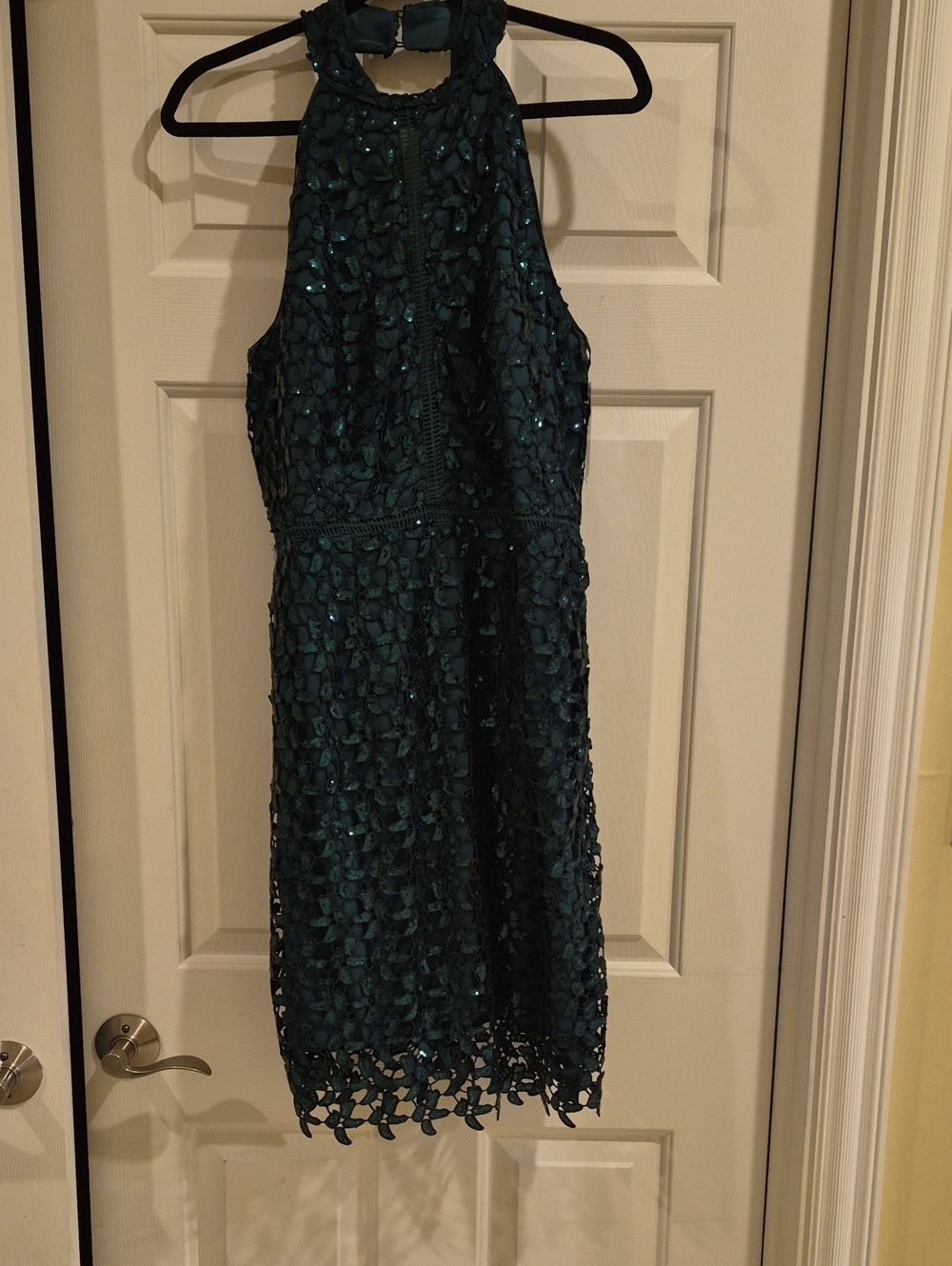 Boston Proper Green Lace Halter Midi Dress